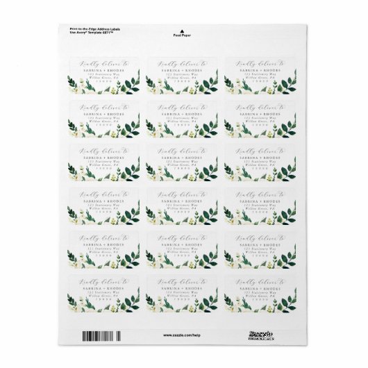 Elegant White Floral Wedding RSVP Address Labels Adressaufkleber (Vorne)