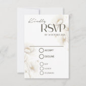 Elegant White Floral Wedding RSVP Card (Vorderseite)