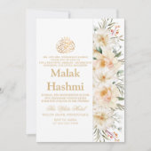 Elegant White Floral White Islamic Aqiqa Aqeeqa Einladung (Vorderseite)