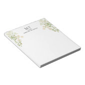 Elegant White Floral Wildflower Classic Monogram Notizblock (angewinkelt)