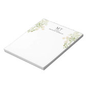 Elegant White Floral Wildflower Classic Monogram Notizblock (Rotiert)