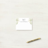 Elegant White Floral Wildflower Classic Monogram Post-it Klebezettel (Auf Schreibtisch)