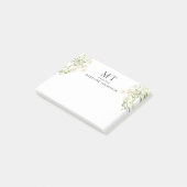 Elegant White Floral Wildflower Classic Monogram Post-it Klebezettel (angewinkelt)