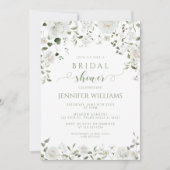Elegant White Flower Lush Greenery Bridal Shower Einladung (Vorderseite)