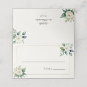 Elegant White Flowers and Greenery | Wedding Table Platzkarte (Außenseite Aufgefaltet)