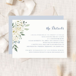 Elegant White Flowers Dusty Blue Wedding Details Einladung