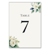 Elegant White Flowers & Greenery Wedding Reception Tischnummer (Rückseite)