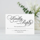 Elegant White Formal Wedding RSVP Karte (Stehend Vorderseite)