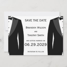 Elegant White Gay Wedding Save The Date Cards Einladung