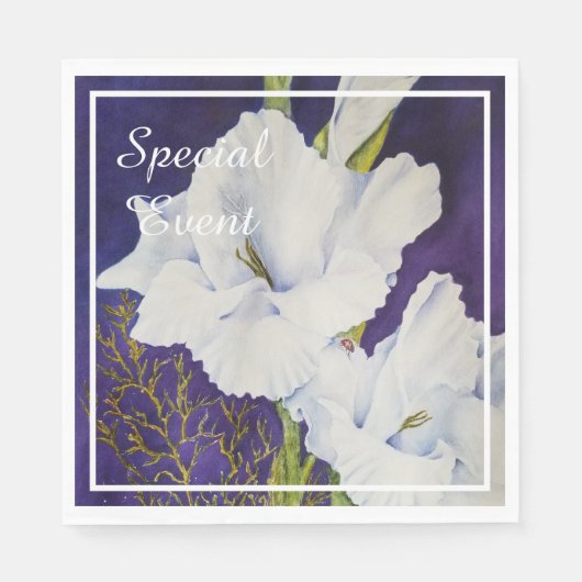 ELEGANT White GLADIOLA PARTY Serviette (Vorderseite)