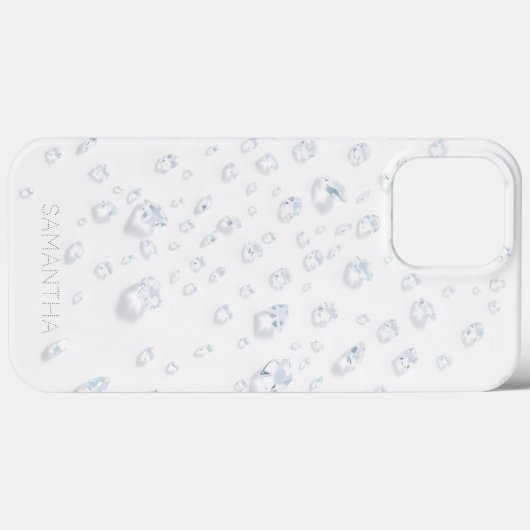 Elegant White Glitter Phone Case with Custom Name  (Rückseite (Horizontal))