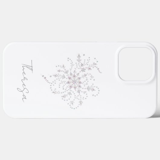 Elegant White Glitter Phone Case with Custom Name  (Rückseite (Horizontal))