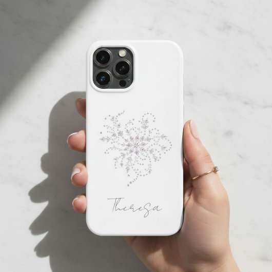 Elegant White Glitter Phone Case with Custom Name