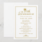 Elegant White Gold 50. Klasse Wiedersehen Einladung (Vorne/Hinten)