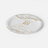 Elegant White Gold Agate 18th Birthday Party Pappteller (Schrägansicht)