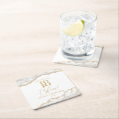 Elegant White Gold Agate 18th Birthday Party Rechteckiger Pappuntersetzer (Vor Ort)