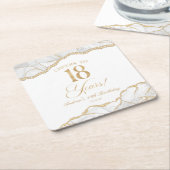 Elegant White Gold Agate 18th Birthday Party Rechteckiger Pappuntersetzer (angewinkelt)