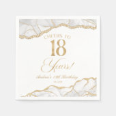 Elegant White Gold Agate 18th Birthday Party Serviette (Vorderseite)