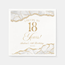 Elegant White Gold Agate 18th Birthday Party Serviette