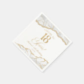 Elegant White Gold Agate 18th Birthday Party Serviette (Ecke)