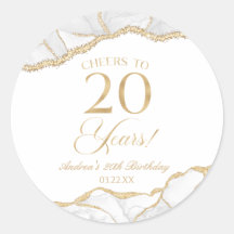 Elegant White Gold Agate 20. Geburtstagsparty