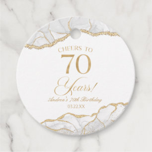 Elegant White Gold Agate 70. Geburtstagsparty Geschenkanhänger
