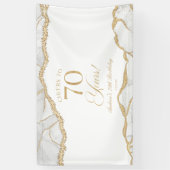 Elegant White Gold Agate 70th Birthday Party Banner (Vertikal)