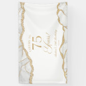 Elegant White Gold Agate 75th Birthday Party Banner (Vertikal)