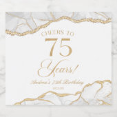 Elegant White Gold Agate 75th Birthday Party Schaumweinetikett (Einzelnes Label)