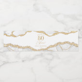 Elegant White Gold Agate 80th Birthday Party Wasserflaschenetikett (Einzelnes Label)