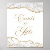Elegant White Gold Agate Cards & Gifts Sign Poster (Vorne)
