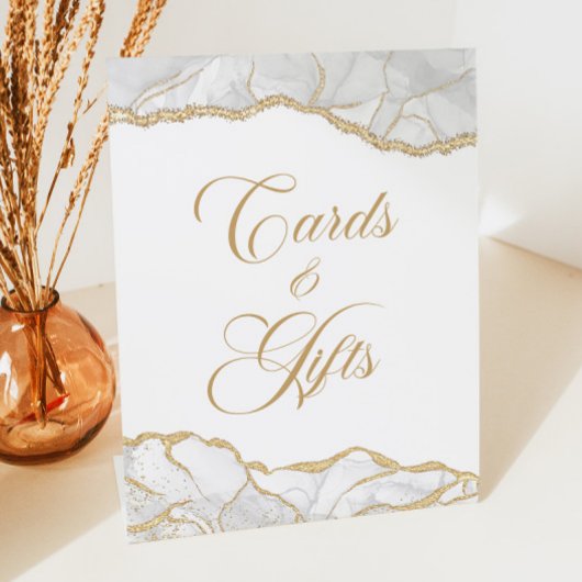 Elegant White Gold Agate Cards & Gifts Sockelschild