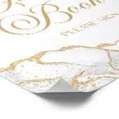 Elegant White Gold Agate Guest Book Sign Poster (Ecke)
