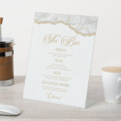 Elegant White Gold Agate Party Bar Menu Sockelschild (In SItu)