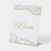 Elegant White Gold Agate Party Drinks Sockelschild (Vorderseite)