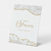 Elegant White Gold Agate Party Favors Sockelschild (Vorderseite)