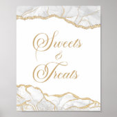 Elegant White Gold Agate Sweets and Treats Sign Poster (Vorne)