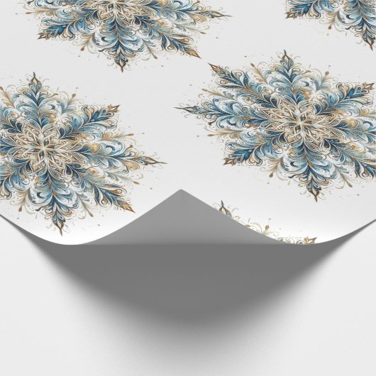 Elegant White, Gold and BlueChristmas Wrapping  Geschenkpapier (Ecke)