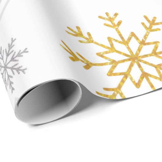 Elegant White, Gold and Silver Christmas Wrapping  Geschenkpapier (Rolleneckpunkt)