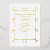 Elegant White & Gold Art Deco Foil Invitation Folieneinladung (Vorderseite)