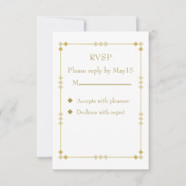 Elegant White & Gold Art Deco RVSP RSVP Karte