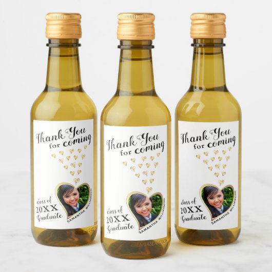 Elegant White Gold Black Vielen Dank 2024 Abschlus Weinetikett (Flaschen)