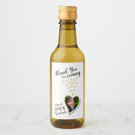 Elegant White Gold Black Vielen Dank 2024 Abschlus Weinetikett (Vorderseite)