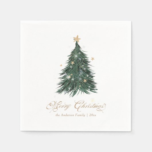 Elegant White Gold Christmas tree Serviette (Vorderseite)
