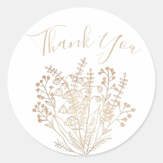Elegant White & Gold Dankeschön Sticker (Vorderseite)