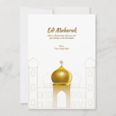 Elegant White | Gold Dome Islamic Grußkarte Einladung (Vorderseite)