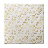 Elegant White Gold Floral Fliese (Vorderseite)