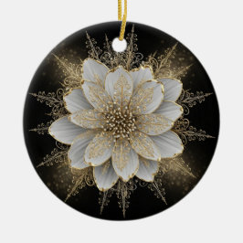 Elegant White & Gold Floral Ornament