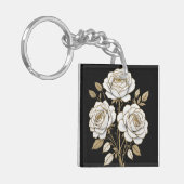 Elegant White & Gold Floral Rose Keychain – Luxury Schlüsselanhänger (Vorderseite links)