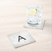 Elegant White - Gold Foil Confetti Monogram Rechteckiger Pappuntersetzer (Vor Ort)